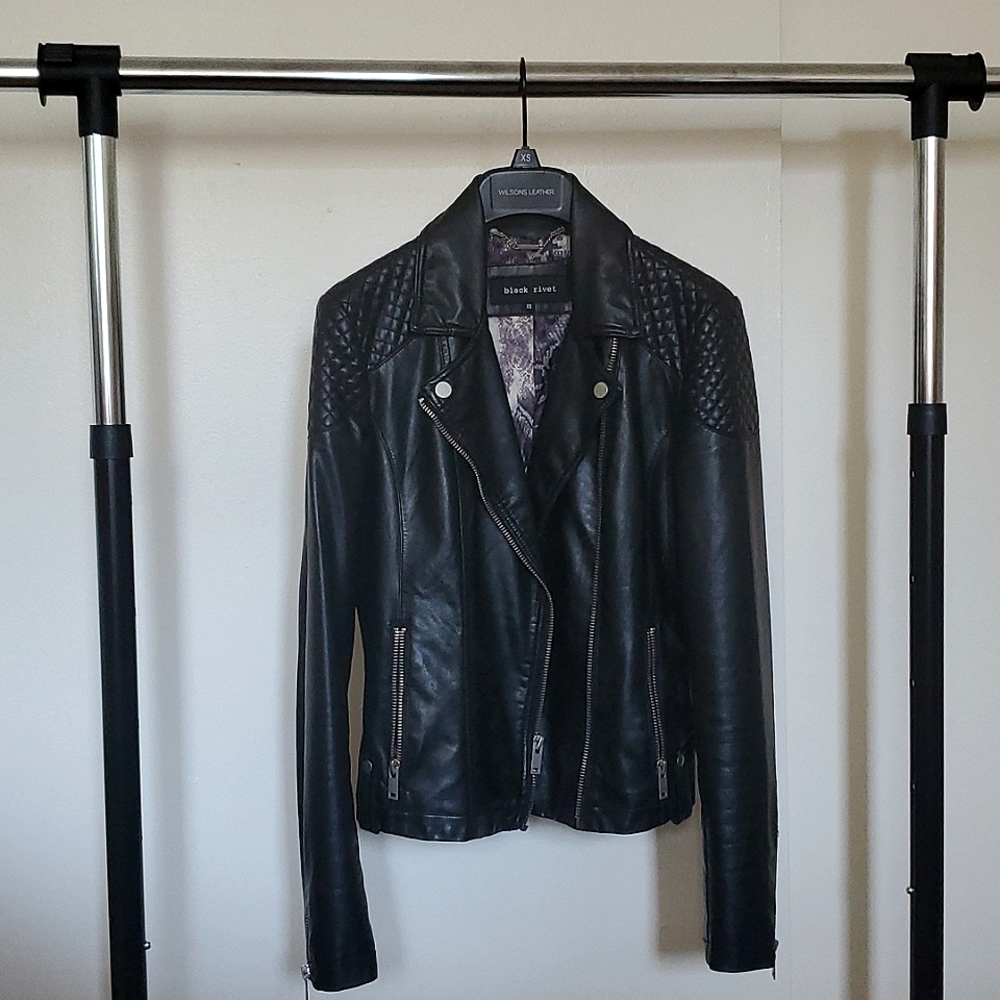 Black Rivet, XS, black leather jacket